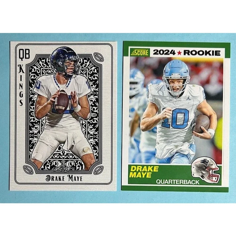 2 Drake Maye NE Patriots Rookie Cards 2024 Score#3 +2024 Leaf QB Kings #QBK-6